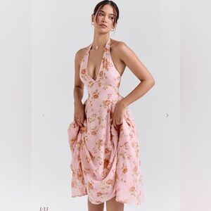 House of CB Pink Floral Backless Dress